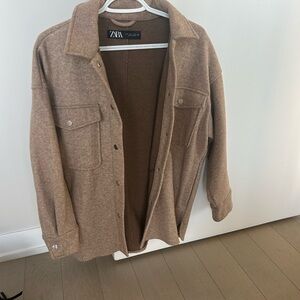Zara Tan Wool-Blend Coat